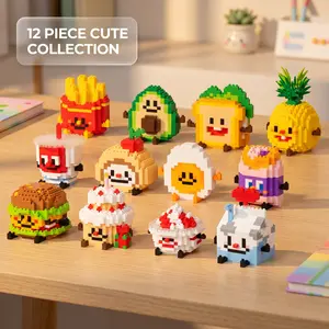 12-in-1 Fast Food Mini Building Blocks Set🍔 Cute Desk Decor Toys for Kids & Adults