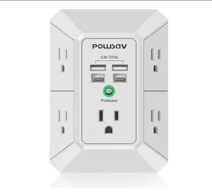 5-Outlet Power Strip with 4 USB Ports - Surge Protector for Home, Office, School - ETL Listed