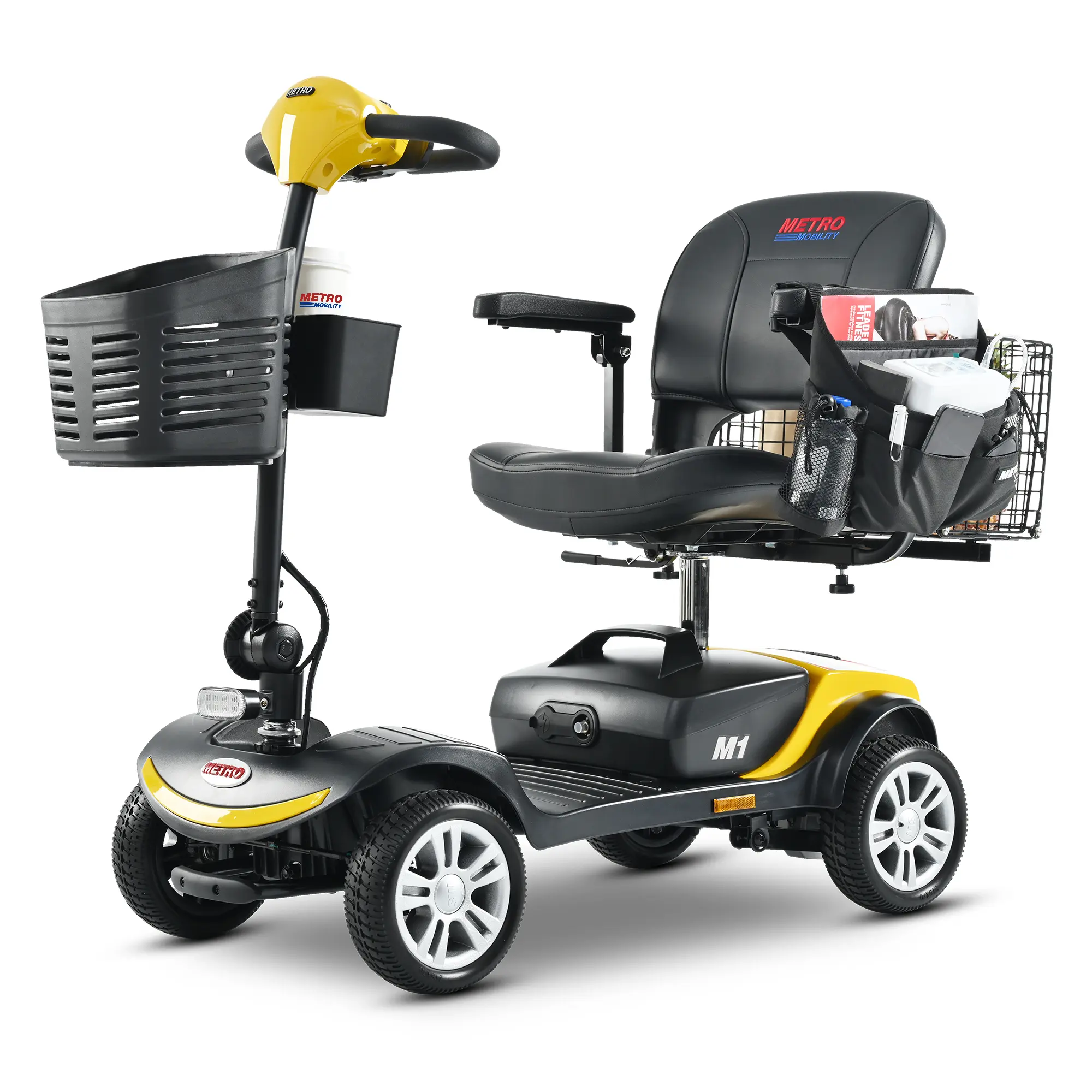 Metro Mobility M1 4 wheel mobility scooter 330lbs with rear basket and extra side pocket for adult and seniors