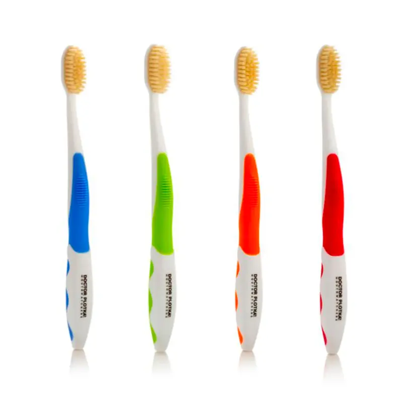 Mouthwatchers Soft Flossing Manual Toothbrush, Adults, Pack of 4, Assorted, Floss-Tip Bristles for Sensitive Teeth and Gums, Soft Manual Brush, Deep Clean, BPA Free, Dr Plotka Design