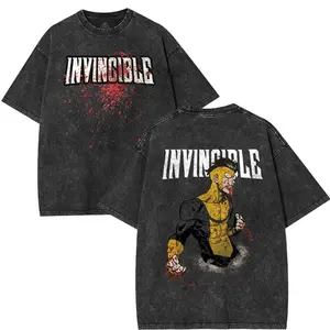 Omni-Man & Mark Grayson Invincible Heavy Cotton Graphic Tee Streetwear for Superhero Fans and Comic Lovers, great casual gift.