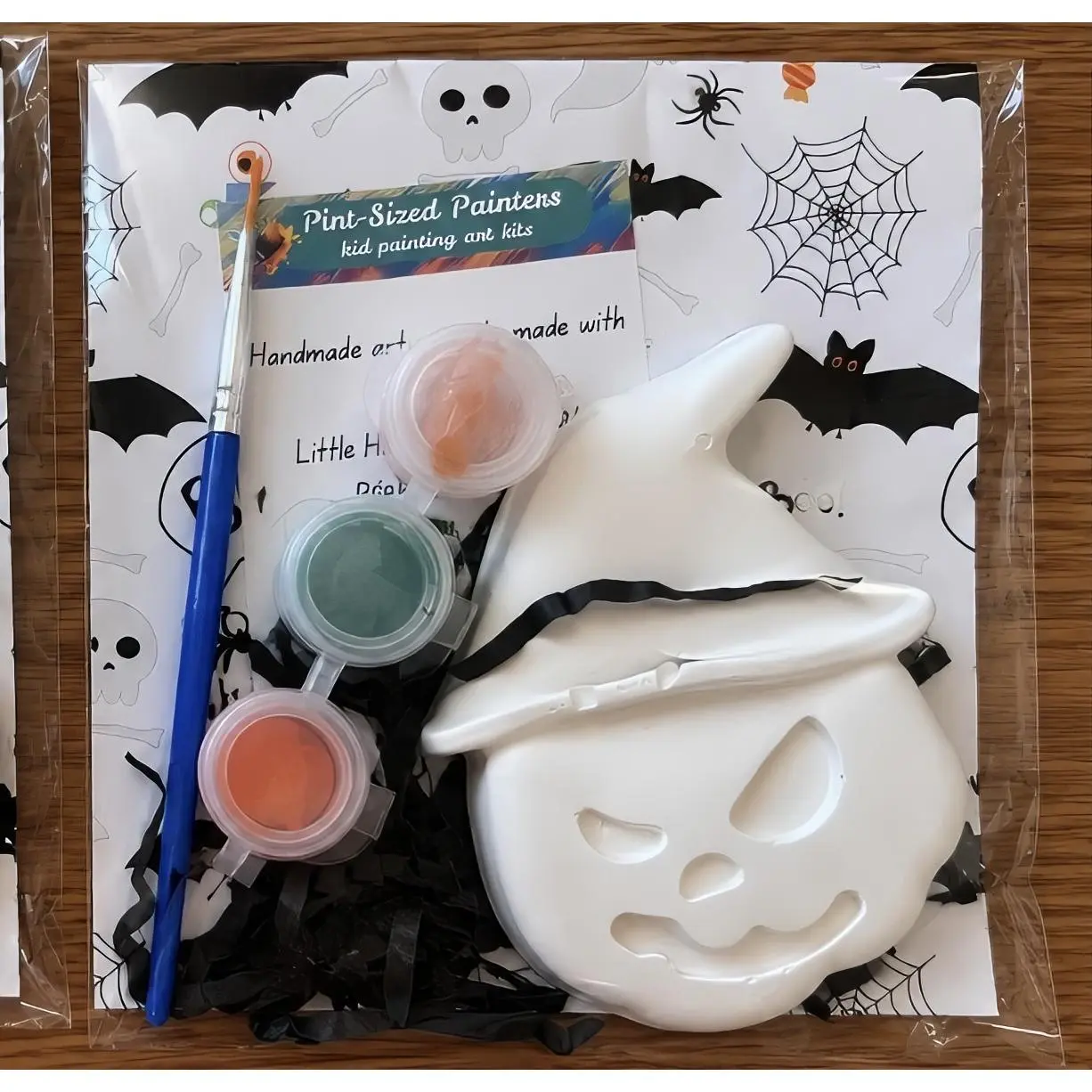 Pint-Sized Painters Halloween Pumpkin Paint Kit with Witch Hat Design Includes Three Colors and Brush for Kids Art Projects