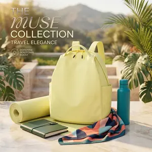 Travel Muse Collection——"The Muse Pack: Everyday Essential Waterproof Backpack with Multi-Compartment Organization - Soft Lemon Hue for Summer and Travel"