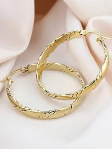 Elegant Vintage Geometric Hoop Earrings, Fashionable Unique Design Party Jewelry, Perfect for Women Daily Wear, Trendy Jewelry