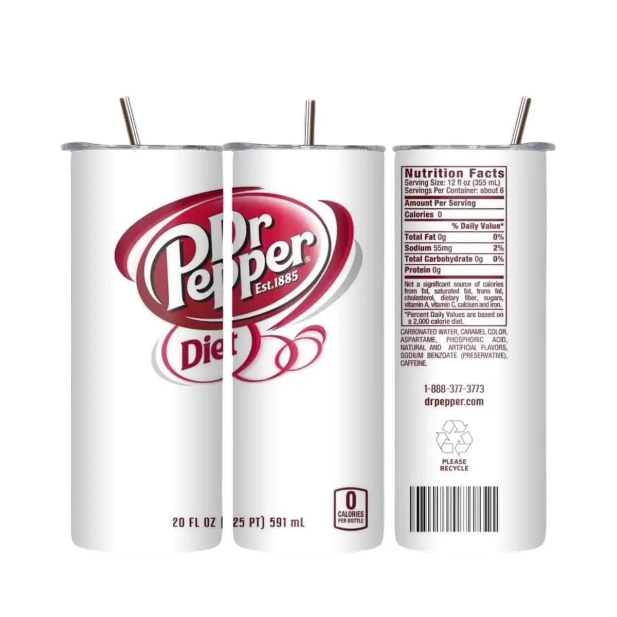 Diet Dr Pepper Washable Reusable Water Bottle - Travel-Friendly Water Bottles, Convenient Portable Drinking Tumbler for Daily Use and On-The-Go