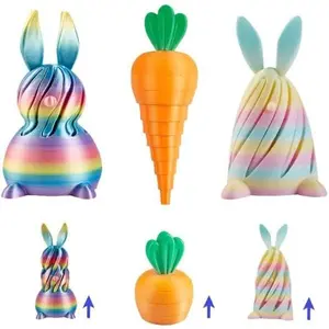 3D Printed Easter Bunny,Carrot Fidget Toys,Easter 3D Printed Sensory Fidget Toys,Easter Basket Stuffers,Surprising Gift for and Kids(3 Pack)