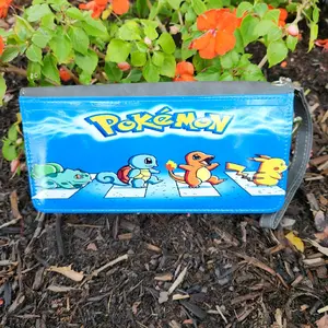Pokémon Womens Black Leather Abbey Road Theme Wallet with Blue Design Featuring Iconic Characters