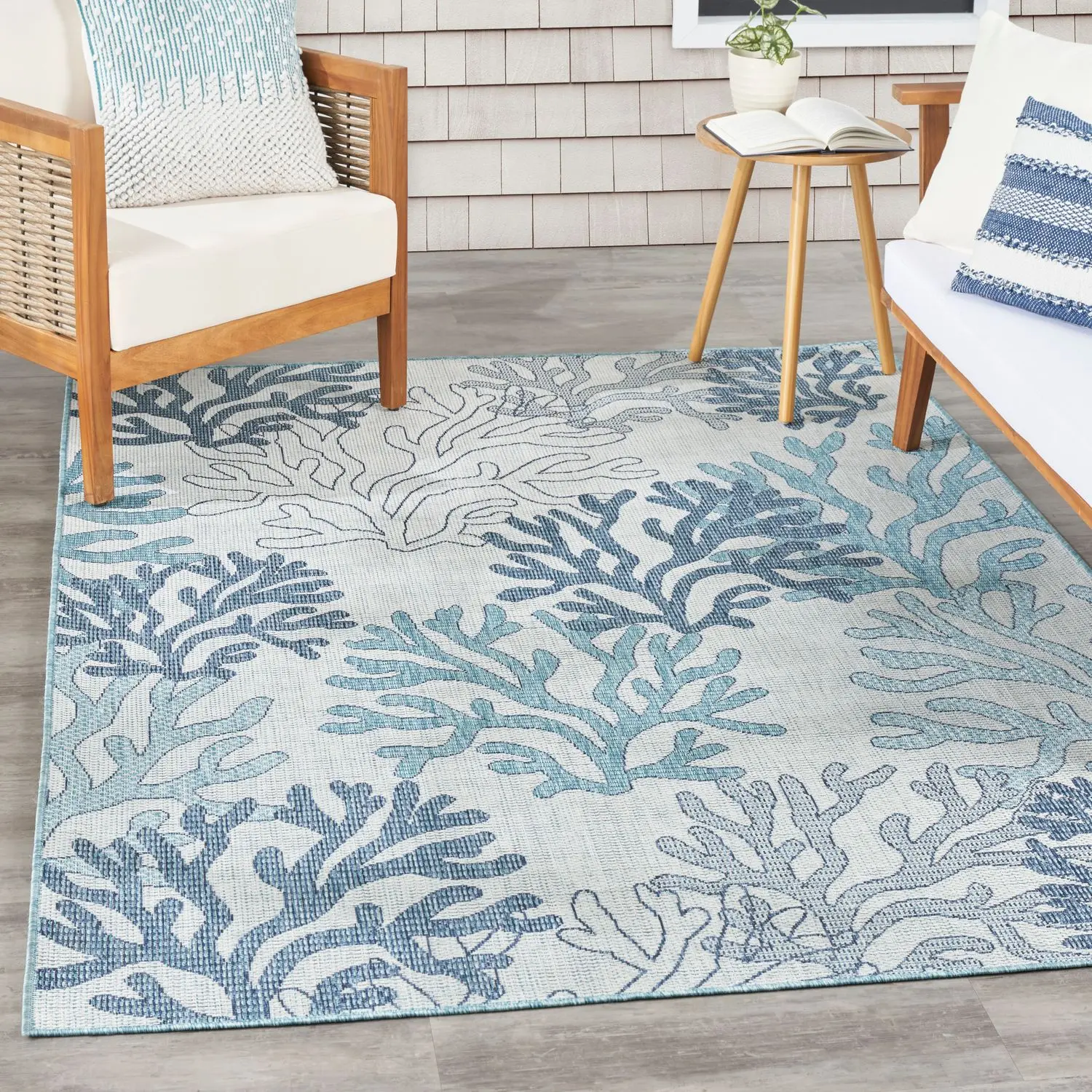 Nourison Garden Oasis Nautical Coral Indoor-Outdoor Home Decor Rug - Durable Hose-Rinse Clean Carpet for Household Textiles & Soft Furnishings