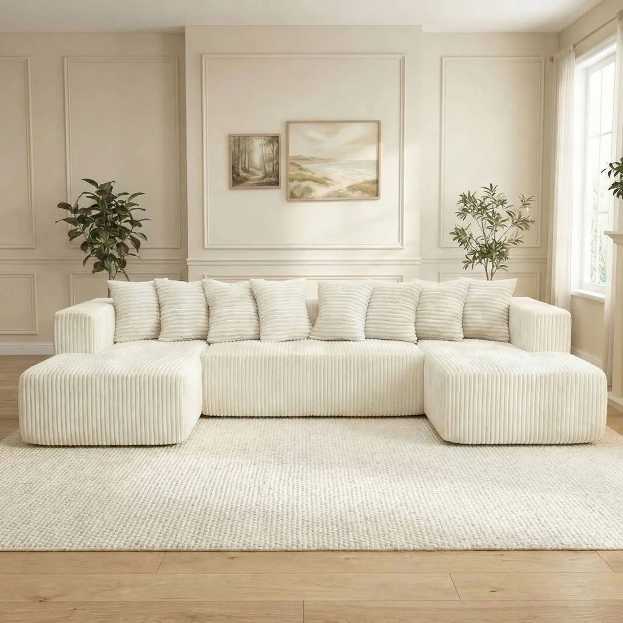 【3 Packages Shipping】132.2'' Convertible Chenille Couches Set Modular Sectional Cloud Couch for Living Room , No Assembly Compression Sofas, Comfy Floor Sofa with Memory Foam, Dark Gray