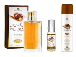 (3pc Bundle Pack) 6ml Choco Musk Roll-On Perfume + 50ml Choco Musk Perfume + 300ml Choco Musk Air Freshener Spray by Al Rehab