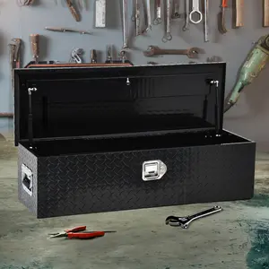 YINTATECH 30/39/49 Inch Heavy Duty Aluminum Diamond Plate Tool Box Chest, Waterproof Truck Bed Toolbox, Storage Box with Sliding Shelf and Lock for Trucks, Trailers, RVs, Warehouses