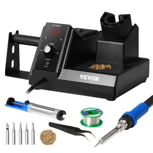 VEVOR Soldering Iron Station, 80W Digital Display Soldering Station Kit with 2 Helping Hands, 5 Soldering Tips, 30g Solder Wire, Solder Sucker, Tweezer, Auto Standby Sleep Mode, C/F Conversion