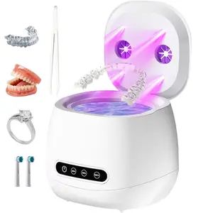 Ultrasonic Retainer Cleaner with UV Sterilizer, 45khz Dental Cleaning Machine, Portable 200ML Wireless Pod for Dentures, Aligners, Jewelry, Home Sterilizer