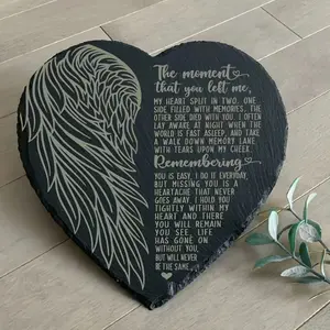 "The Moment That You Left Me" Slate Memorial Plaque – Sympathy Gift, Grave Marker Keepsake for Loss of Loved One