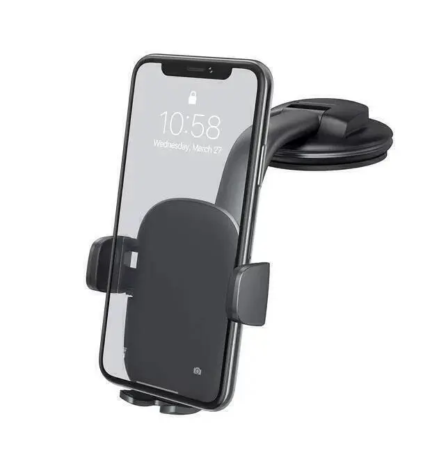 Strong Suction Cup Car Phone Mount for Windshield with Adhesive Base, 360° Adjustable Angle, Anti-Shake Soft Silicone, Scratch Resistant, Heatproof, Easy Installation, 1-Button Quick-Release, Compatible with iPhone & Samsung for Music, In-Car Navigation,,