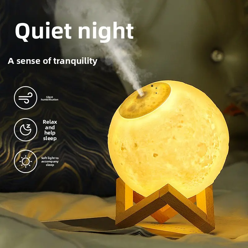 Must-Have Summer Home Essentials: Trending Moon-Shaped Humidifier—Quiet, Perfect for Bedrooms, Home, and Office; Desktop Air Purifier and Aromatherapy Diffuser; Gift and Night Light