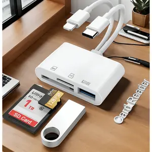 SD Card Reader for iPhone/Android, High Speed 5Gbps, Micro SD Cards Reader for iPhone USB C 5 in 1 Dual Interface Triple Slots Plug and Play No App Required for Dash Cam Digital Camera Drone iPhone iPad Android Mac Desktop Photography Outdoor