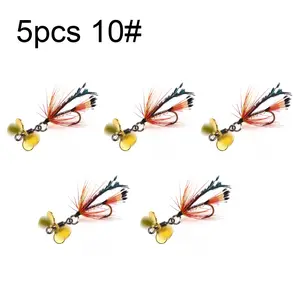 Fly Fishing Lure Set, 5pcs Propeller Wet Fly Fishing Lure Set, Highly Realistic Fly Bait for Stream Trout/Salmon Fishing, Ultra-Light Floating Artificial Bait, Essential Fly Fishing Combo, Topwater Lure