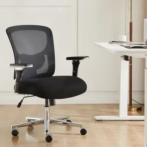 Big and Tall Office Desk Chair with Lumbar Support, 500LBS Heavy Duty Mesh Ergonomic Computer Chair with Arm and Wide Comfy Seat Black spinning
