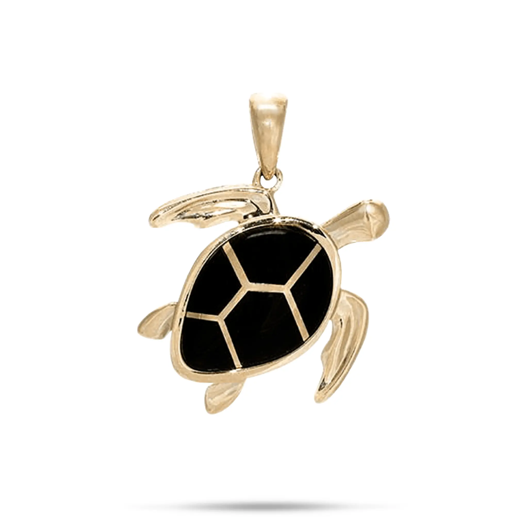 Honu Black Coral Pendant in Gold - 26mm