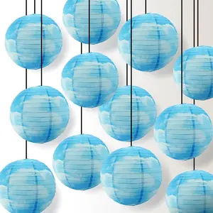 12-Pack 14 Inch Artisan Print Cotton Candy Clouds Paper Lantern
