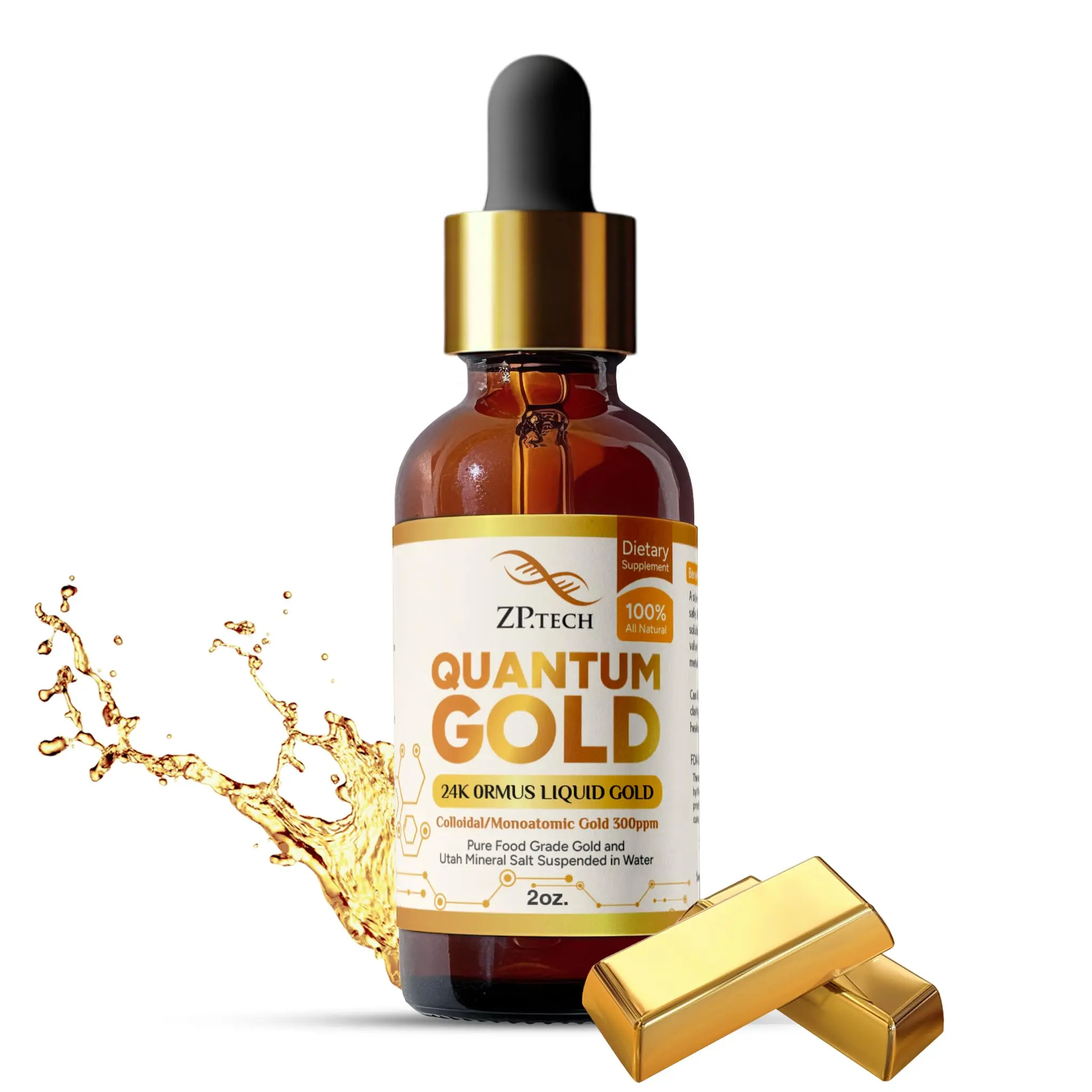 Quantum Gold Liquid – Ormus Monoatomic Gold Elixir 24K | Colloidal Gold & Liquid Gold Ormus Supplement for for Pineal Gland Activation, Lucid Dreaming & Higher Energy Alignment (2oz.)
