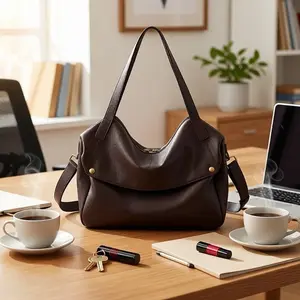 Women's Cowhide Leather Shoulder Bag - Adjustable Strap, Zip Closure, Waterproof, Structured Urban Simplicity, Crossbody Handbags for Women, Everyday Carry, Crossbody Bags For Women