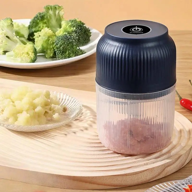 Cordless Electric Garlic Chopper with 4 Sharp Blades, 300ML Capacity Portable Vegetable Chopper, Compact Food Processor for Home & Party Use (Ginger, Chili, Fruit), Chopper Vegetable Cutter, Kitchen Vegetable Chopper