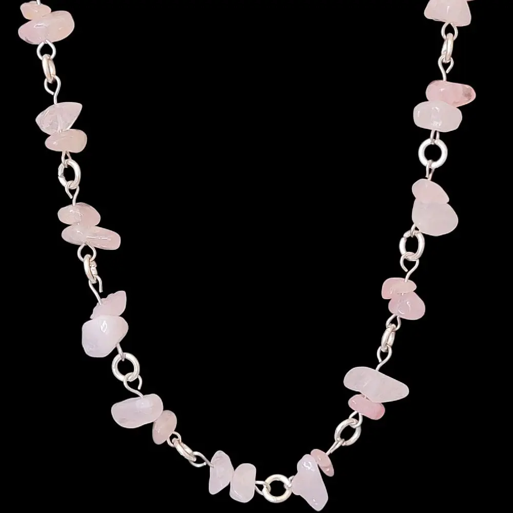 rose quartz handmade wire wrapped necklace