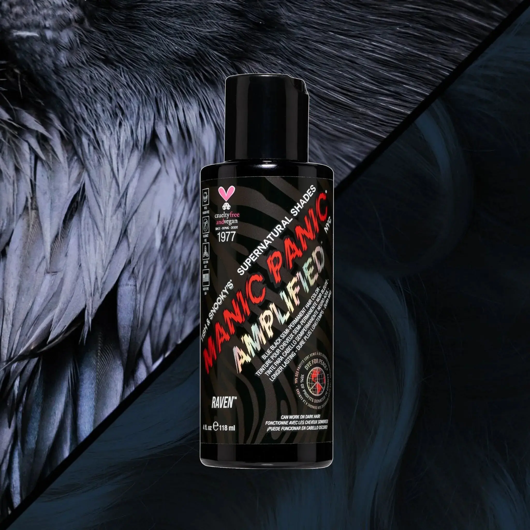 Raven Amplified Cool Blue Black Semi-Permanent Hair Dye - Supernaturals Line, Conditioning Haircare Product for Blue Hair Aesthetic