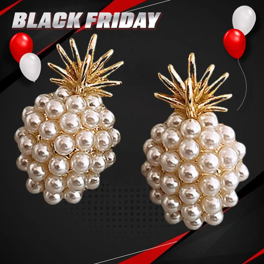 LIGHT CATCHER JEWELRY Exquisite Pineapple Earrings |   Stylish and creative, made of 14K gold-plated alloy, gold color, featuring resin details, an elegant accessory.