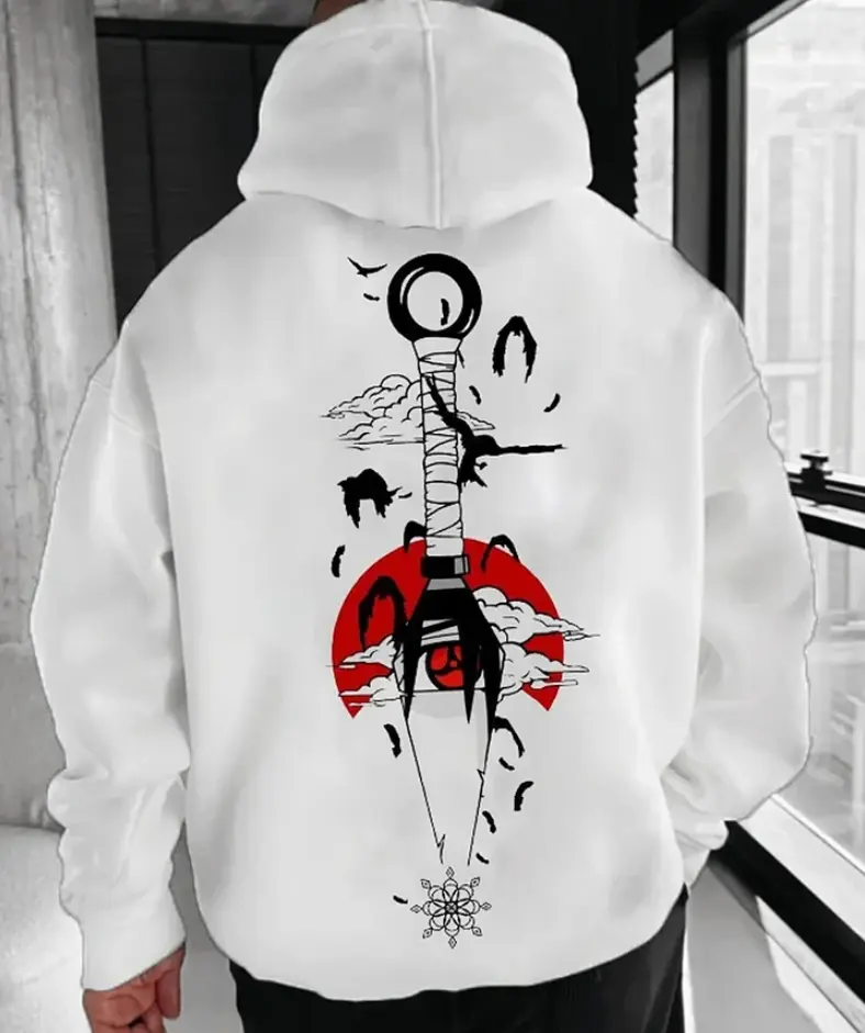 Unisex Itachi Kunai Hoodie, Anime Ninja Graphic Hoodie, Uchiha Clan Apparel, Manga Streetwear, Fan Gift Idea