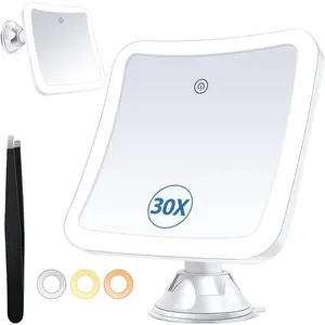 Magnifying Mirror with Light 30x, Lighted Makeup Mirror with Magnification, Rechargeable Magnifying Mirror Suction Cup with 1500 mAh Lithium Battery, Vanity Mirror for Precision Makeup