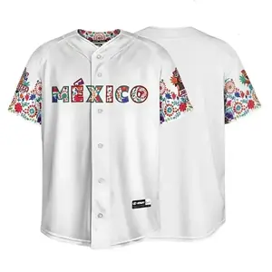 Jersey Serie del Caribe Blanco/Flores Caballero 2026 Baseball jersey shirts