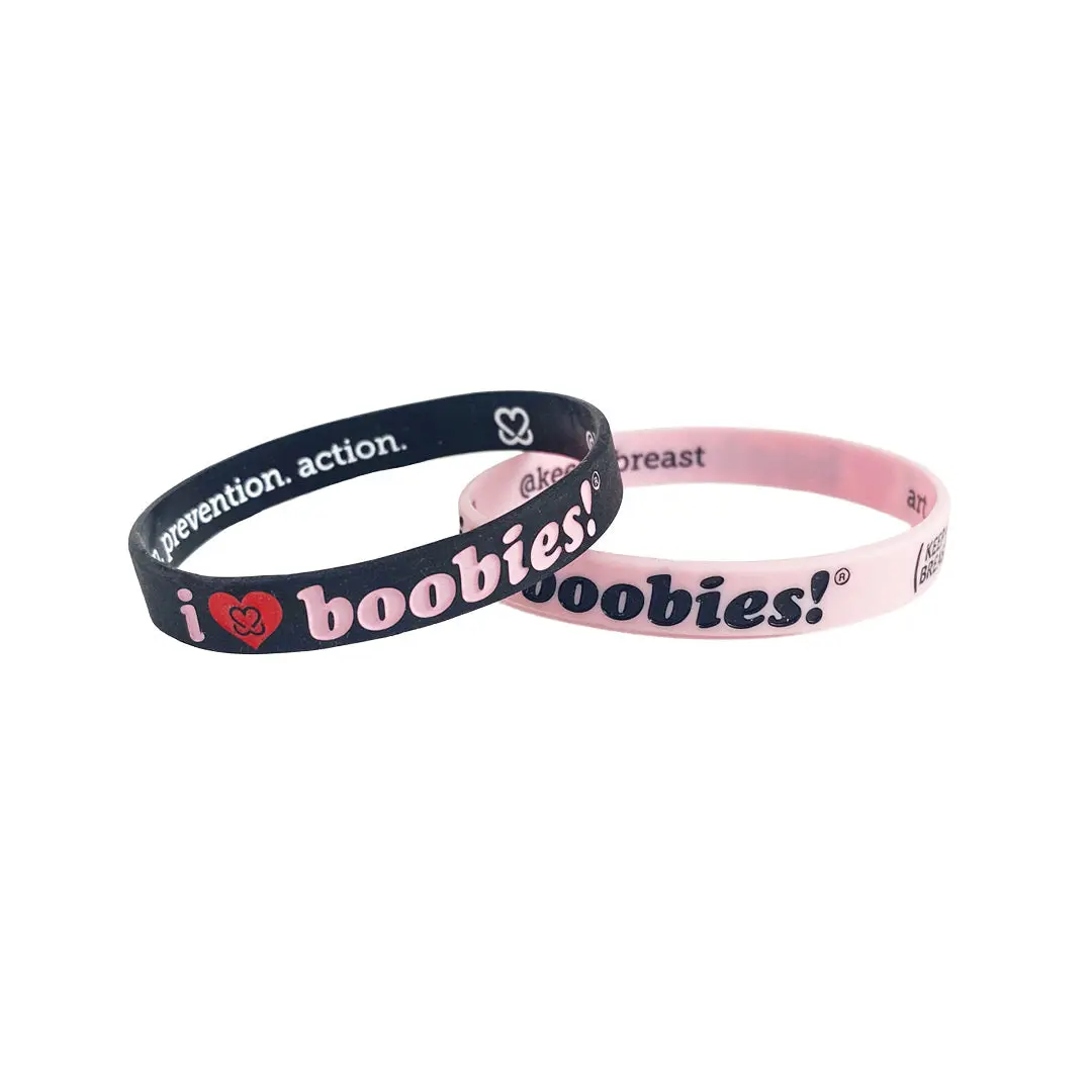i love boobies! Mini Bracelet Pack - Date Night (Light Pink / Black / Red Heart)