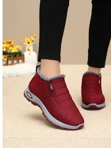 Womens Warm Fur Lined Winter Snow Boots Waterproof Ankle Boots Outdoor Booties Comfortable Shoes for Women Winter Boots for Women Classic Snow Boots Fur Lined Warm BootsWaterproo- Pull On Boots