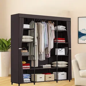 Closet Wardrobe, Portable Closet for Bedroom, Clothes Rail with Non-Woven Fabric Cover, Clothes Storage Organizer, 59 Inches, 12 Compartments