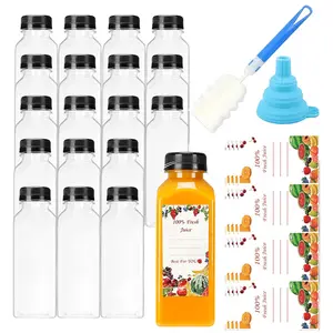20pcs 16oz Juice Bottles, Plastic Juicing Bottles with Caps, Clear Drink Containers with Lids for Drinking, Smoothie and Other Beverages