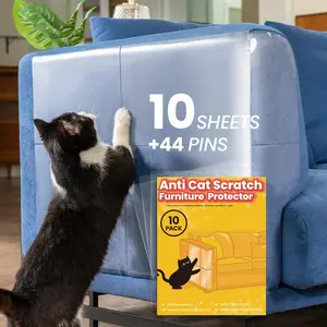 Scratch Furniture Protector-10 Pack Adhesive Couch Protector from  Claws, Furniture Protectors from Cats , 10 Pack+ 44 Pins