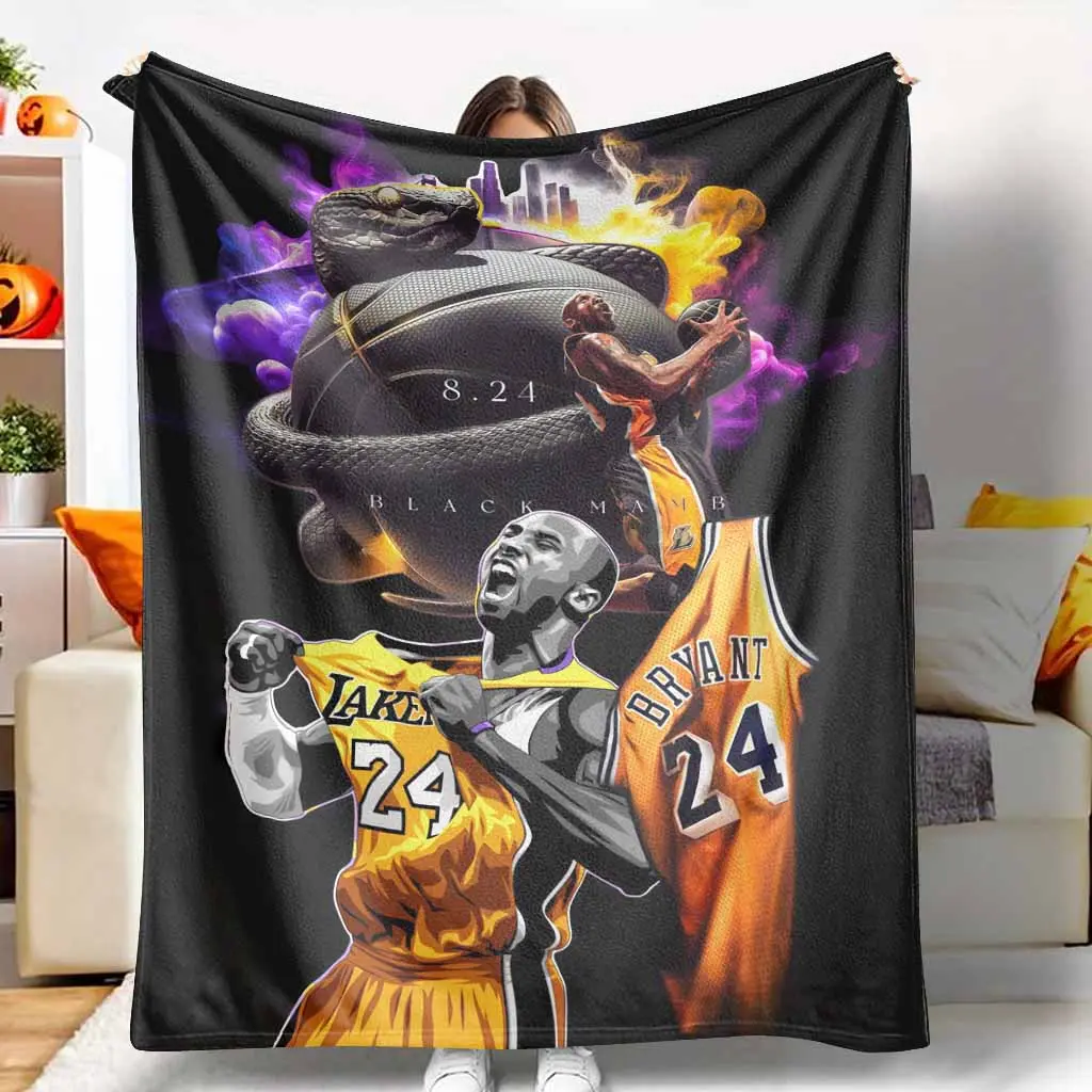Kobe Bryant Black Mamba Basketball Snake Team-Themed Light Blanket - Lightweight, Super Soft, Warm, Cozy, Durable - Ideal for Bedroom, Living Room, Sports Viewing, Light Blankets, Team-Themed Blankets