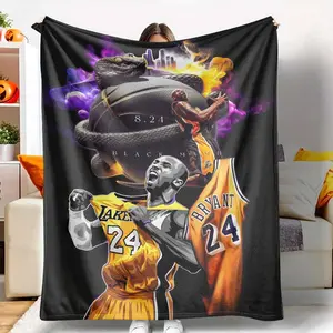 Kobe Bryant Flannel Blanket, Black Mamba Basketball Snake Element, Lightweight, Super Soft, Warm, Cozy, and Durable, Perfect for Watching Sports, Bedroom, Living Room, Office, Travel Gift.