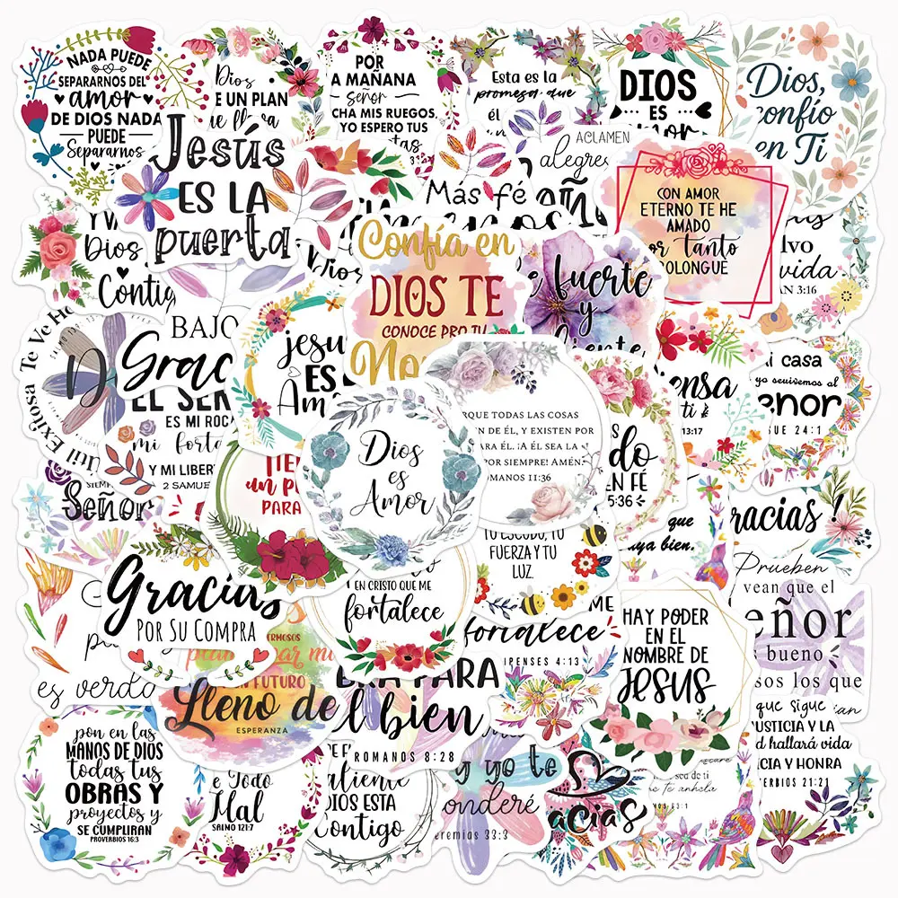 50pcs Spanish Motivational Text Series Stickers, Suitable for Faith-based Designs Such As Scrapbooks, Diaries, Laptops, Water Bottles, Cars, Truck Car Decal, Side Decals, Automobile Decals, Decal For Trucks, Etc., with Positive Messages As Gifts