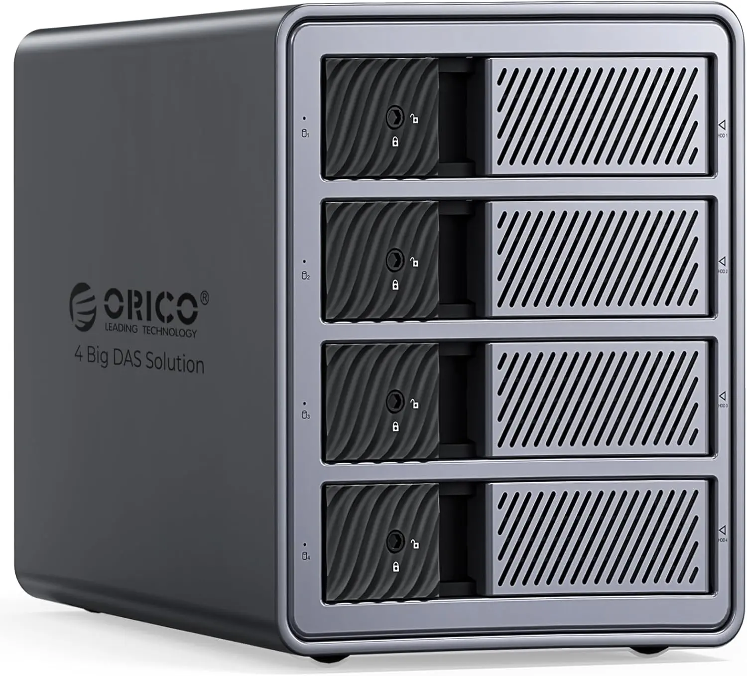 ORICO USB 3.0 4-Bay Desktop Hard Drive Enclosure, 4-in-1 Multi-Port Direct Attached Storage with 88TB Maximum Storage Capacity, Tray-Less Design, Safety Lock, Aluminum Alloy Frame for 3.5 inch SSDs HDDs-9848RU3&U3, No