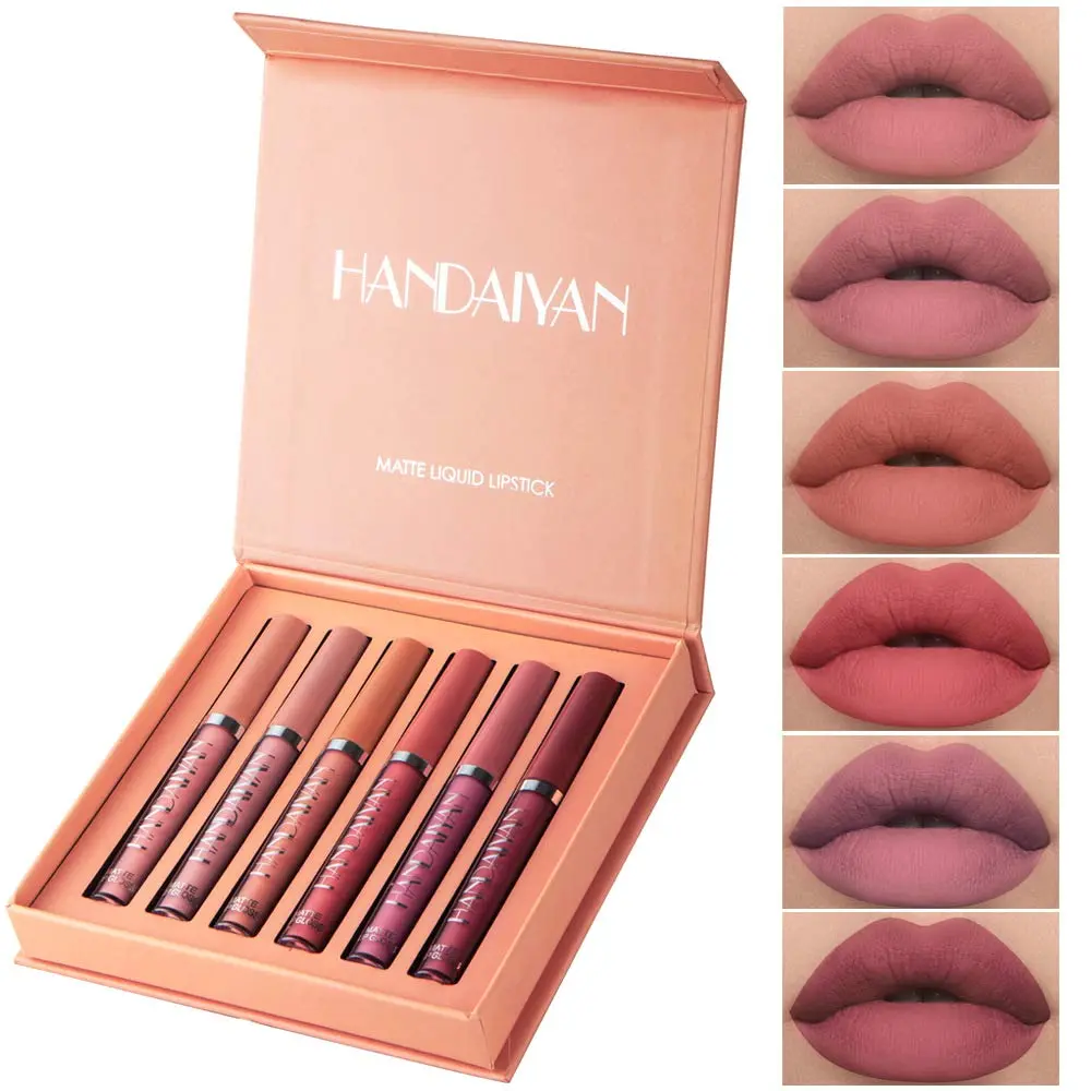 6-Piece Nude Matte Liquid Lipstick Set, Long Lasting & Non-Sticky Cosmetic with a Hydrating Silky Finish, Makeup Christmas Gift for Women, Lip Kit Sets, Hydrate, Shiny, Lipgloss, Assorted Lipstick Shades, Smooth Glide, No Skipping, Lip Combos, Moist Lips,