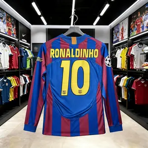 2006 Home Long Sleeve Soccer Jersey 10# Ronaldoinho Football Jersey Fans Version