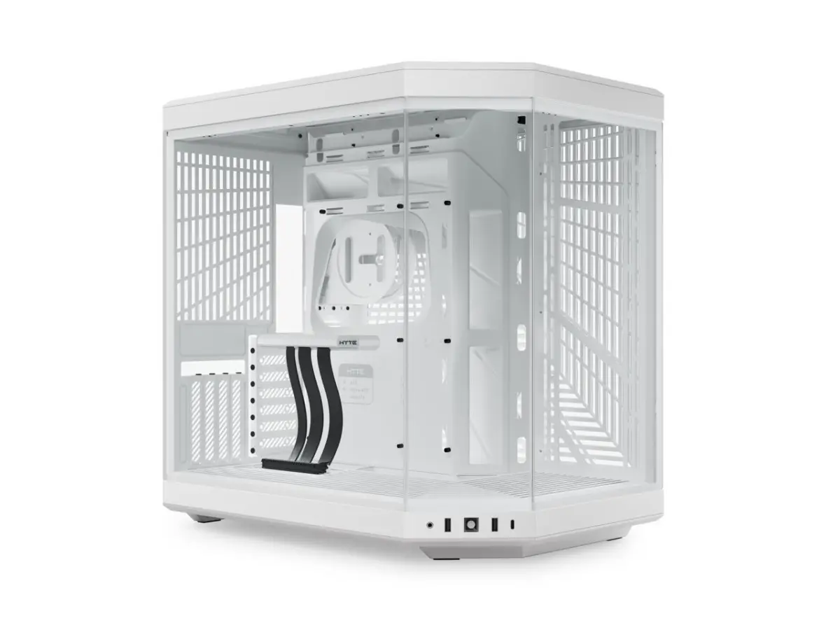 HYTE Y70 Futuristic Style Dual Chamber Mid-Tower ATX PC Case, CS-HYTE-Y70-WW Model, with PCIe 4.0 Express Riser Cable, Snow White