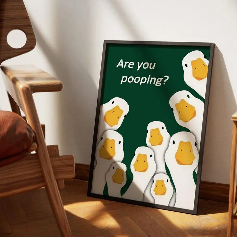 Are You Pooping Goose Poster, Funny Animals Posters, Vintage Poster, Retro Print Wall Art Home Decor, Christmas Gifts  Print Unframed