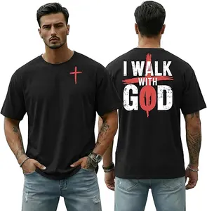 Men's Jesus Christian Shirts Cross Printed Religious Christ God Faith Regular Fit Casual Church Clothes