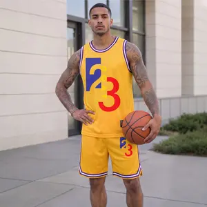 Men’s Basketball Jersey & Shorts Set, 23 Number Athletic Outfit, Breathable Lightweight Fabric, Comfortable Gym, Court, Outdoor Sports, Streetwear, Trendy Activewear, Empire Logo Print