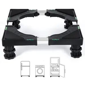 Mini Fridge Stand Universal Raised Base Adjustable Refrigerator Stands with 4   Washing Machine Pedestal Multi-Functional Bases for Dryer (Black)